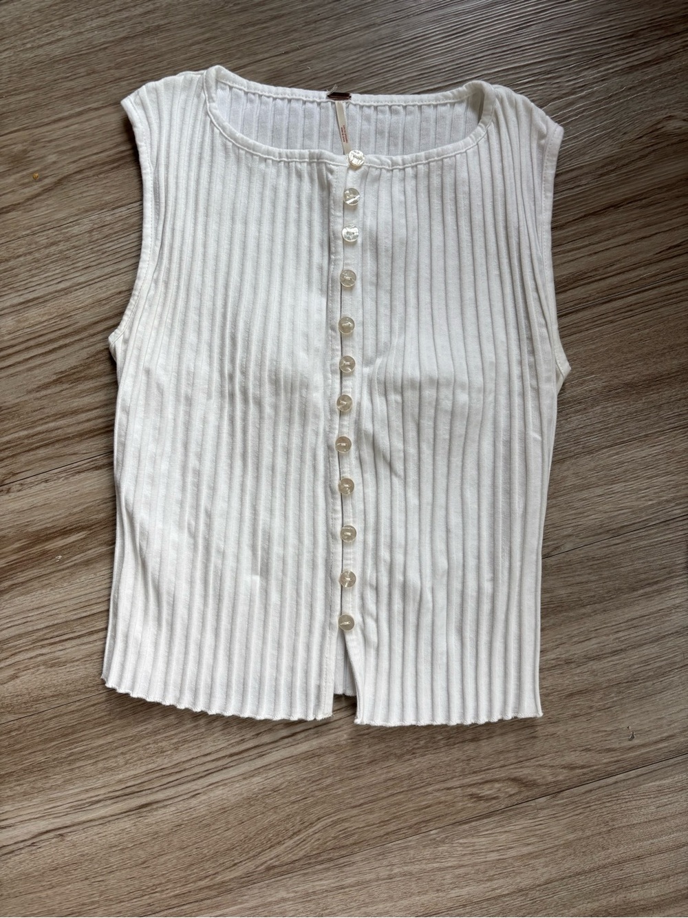Free People Ivory Tilly Vest Ribbed Button-Front Tank